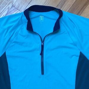 Title Nine Sun Buster UV Protection Short Sleeve Zip Front Top size large